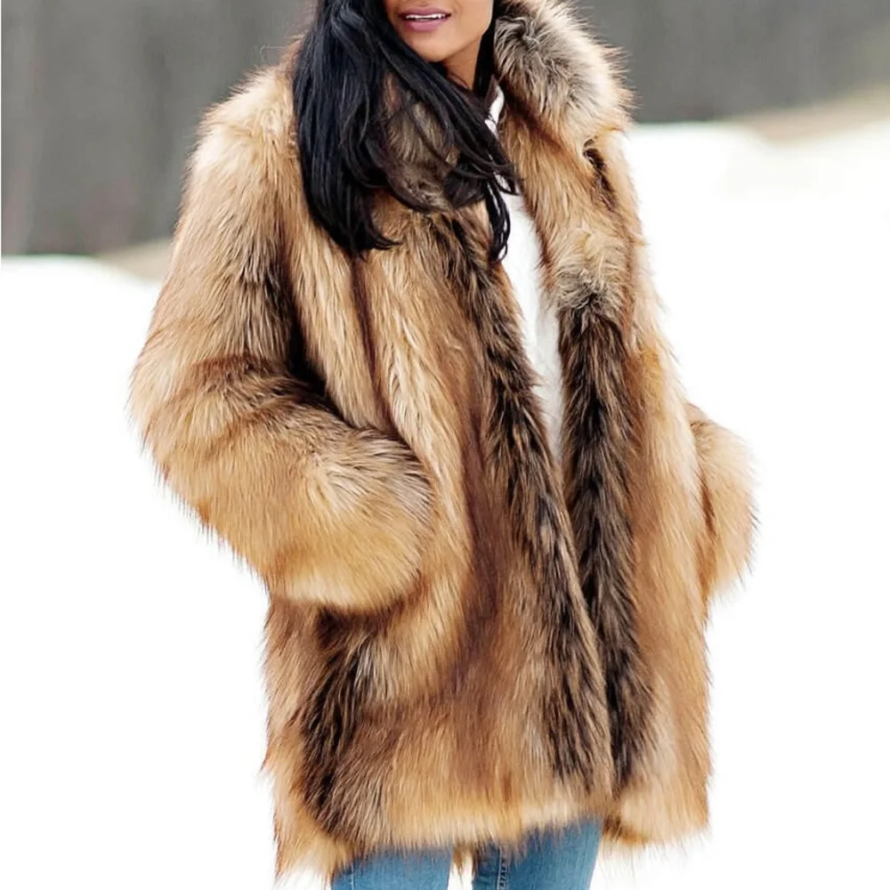 BRAND NEW Red Fox Faux Fur Shawl Collar Coat – Women’s Size M - Picture 3 of 4